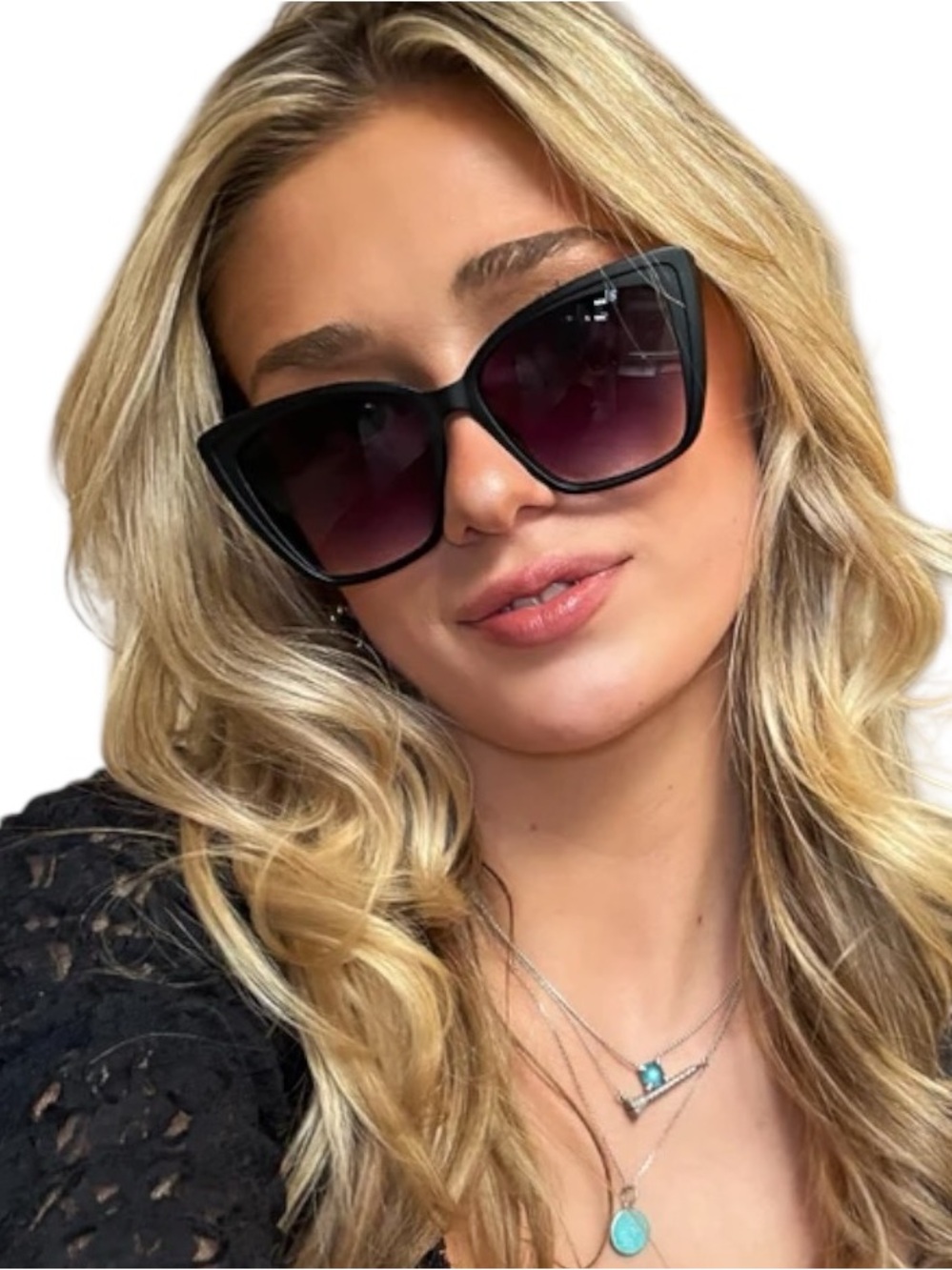 DIFF Heidi Sunglasses Matte Black Frame Grey Gradient Lenses Sharp Cat Eye NIB